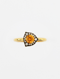 Anello Solitario Granato Mandarino e Diamanti 