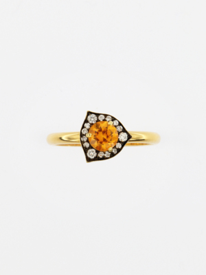 Anello Solitario Granato Mandarino e Diamanti 