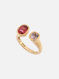 Anello Contrariè con Rubellite e Spinello grigio 
