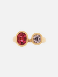 Anello Contrariè con Rubellite e Spinello grigio 