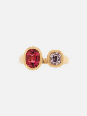 Anello Contrariè con Rubellite e Spinello grigio 